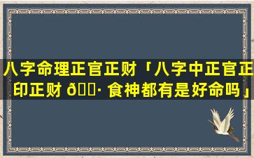 八字命理正官正财「八字中正官正印正财 🌷 食神都有是好命吗」